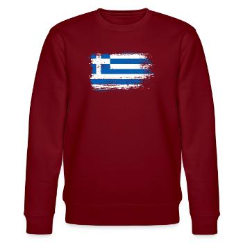 Grunge Griechische Flagge Skizze - Stanley/Stella Unisex Bio-Sweatshirt CHANGER  - Burgunderrot - Vorne - Nik (191cm) & Marisol (170cm)