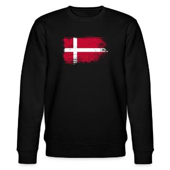 Grunge Dänische Flagge Druck - Stanley/Stella Unisex Bio-Sweatshirt CHANGER  - Schwarz - Vorne - Nik (191cm) & Marisol (170cm)