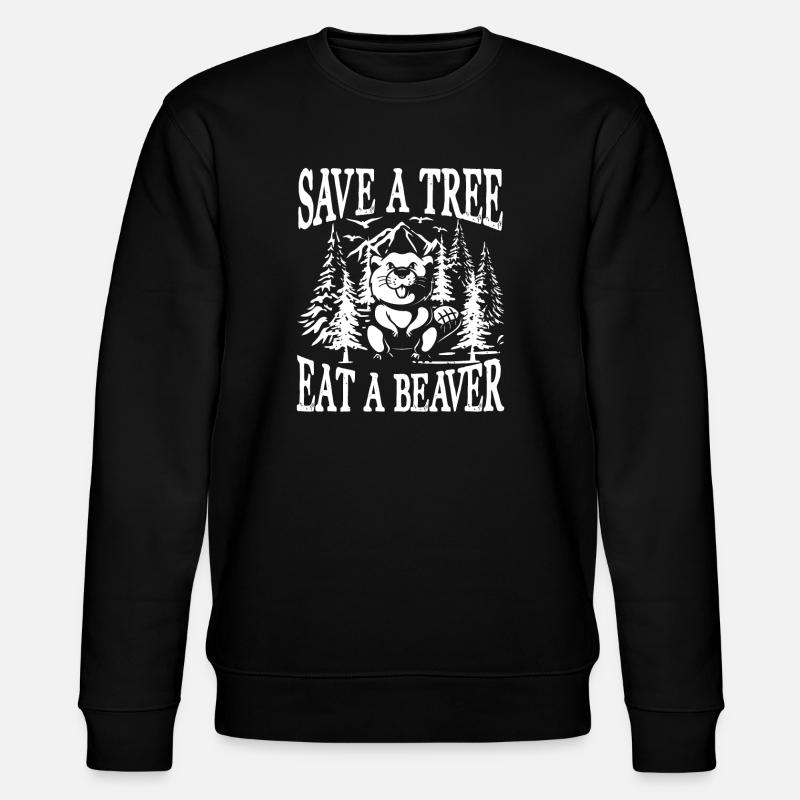 Save a tree eat a beaver - Stanley/Stella Unisex Bio-Sweatshirt CHANGER - Schwarz