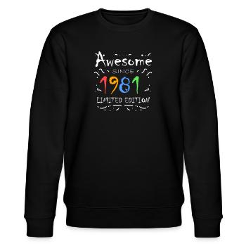 1981 - Jahrgang 1981 - Fantastisch seit 1981 - Stanley/Stella Unisex Bio-Sweatshirt CHANGER  - Schwarz - Vorne - Nik (191cm) & Marisol (170cm)