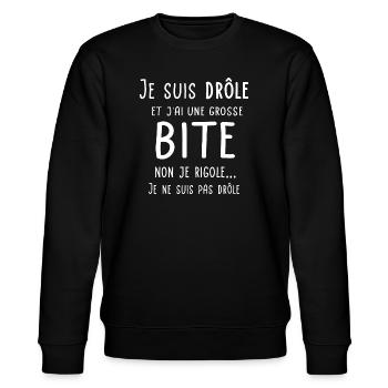 Je suis drôle et j'ai une grosse bite - Sweat bio CHANGER Stanley/Stella Unisexe - noir - Devant - Nik (191cm) & Marisol (170cm)