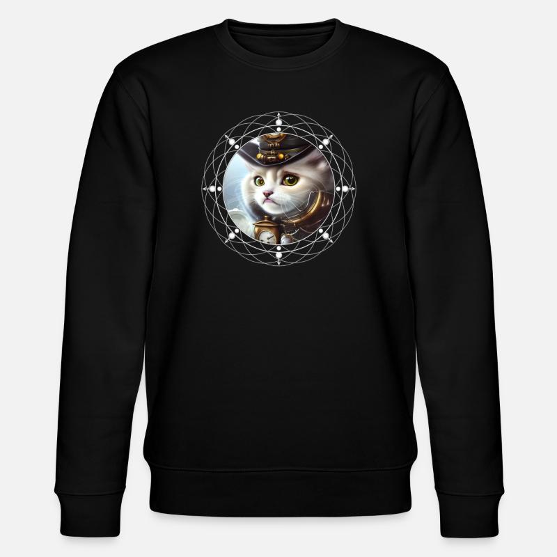 Süßes Steampunk-Kätzchen - Stanley/Stella Unisex Bio-Sweatshirt CHANGER  - Schwarz