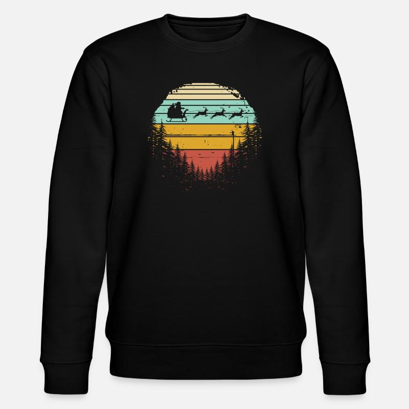 Retro-Schlittenhunde in Sunset Pines - Stanley/Stella Unisex Bio-Sweatshirt CHANGER  - Schwarz