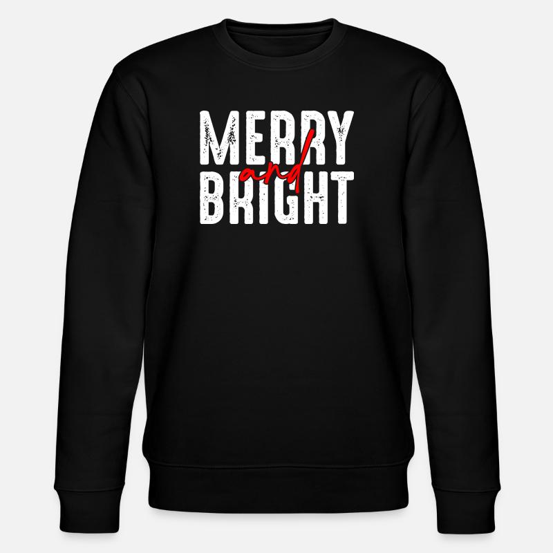 Merry and Bright Christmas Script - Stanley/Stella CHANGER Unisex Organic Sweatshirt - black