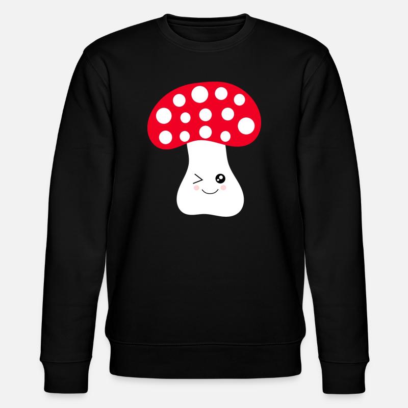 Kawaii, mushroom, toadstool - Stanley/Stella CHANGER Unisex Organic Sweatshirt - black