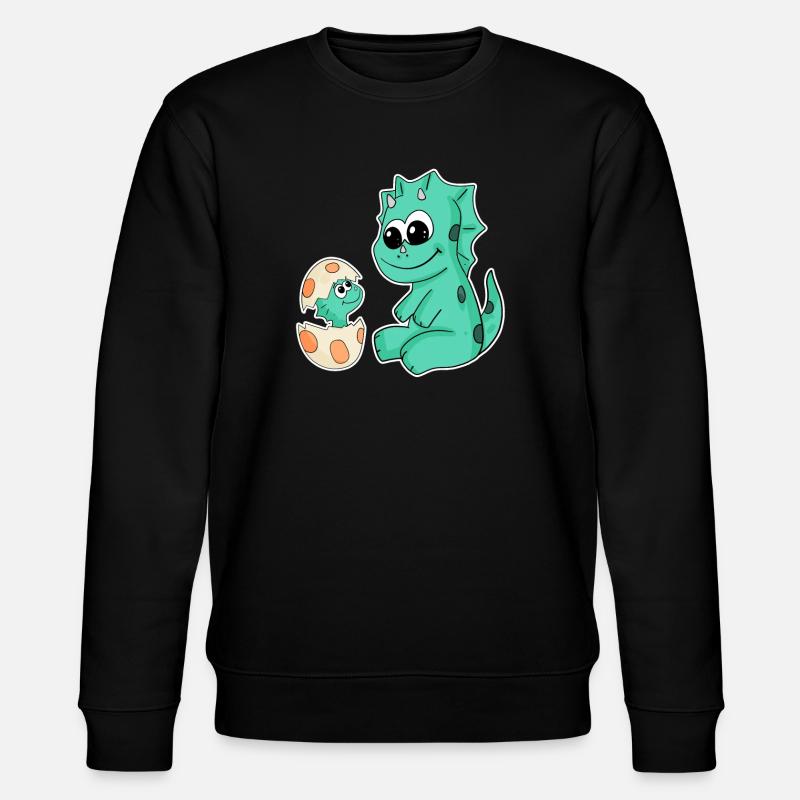 Dinosaurier mit Baby Dinosaurier - Stanley/Stella Unisex Bio-Sweatshirt CHANGER  - Schwarz