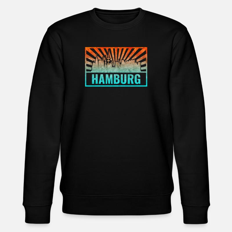Hamburg Skyline Gradient - Stanley/Stella CHANGER Unisex Organic Sweatshirt - black