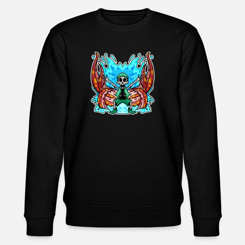 Skeleton Octopus Pirate - Stanley/Stella CHANGER Unisex Organic Sweatshirt - black