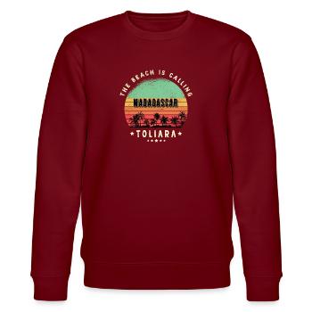 Toliara Madagaskar Strand Design - Stanley/Stella Unisex Bio-Sweatshirt CHANGER  - Burgunderrot - Vorne - Nik (191cm) & Marisol (170cm)