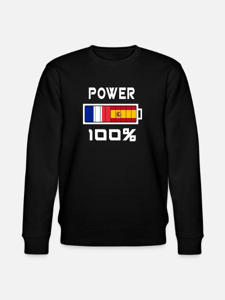 Spain and France Power 100% - Stanley/Stella CHANGER Unisex Organic Sweatshirt - black