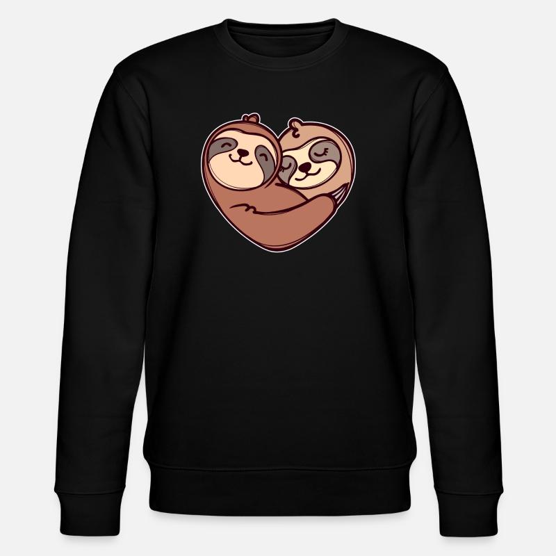 Faultier Herz Schlafen Säugetier Urwaldbewohner - Stanley/Stella Unisex Bio-Sweatshirt CHANGER  - Schwarz