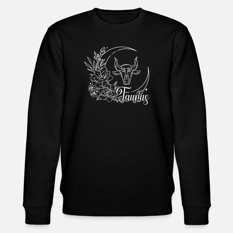 Blumen Stier Sternzeichen Linie Art - Stanley/Stella Unisex Bio-Sweatshirt CHANGER  - Schwarz