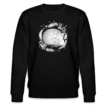 kleiner Polar Fuchs schlafend in Silberfarben - Stanley/Stella Unisex Bio-Sweatshirt CHANGER  - Schwarz - Vorne - Nik (191cm) & Marisol (170cm)