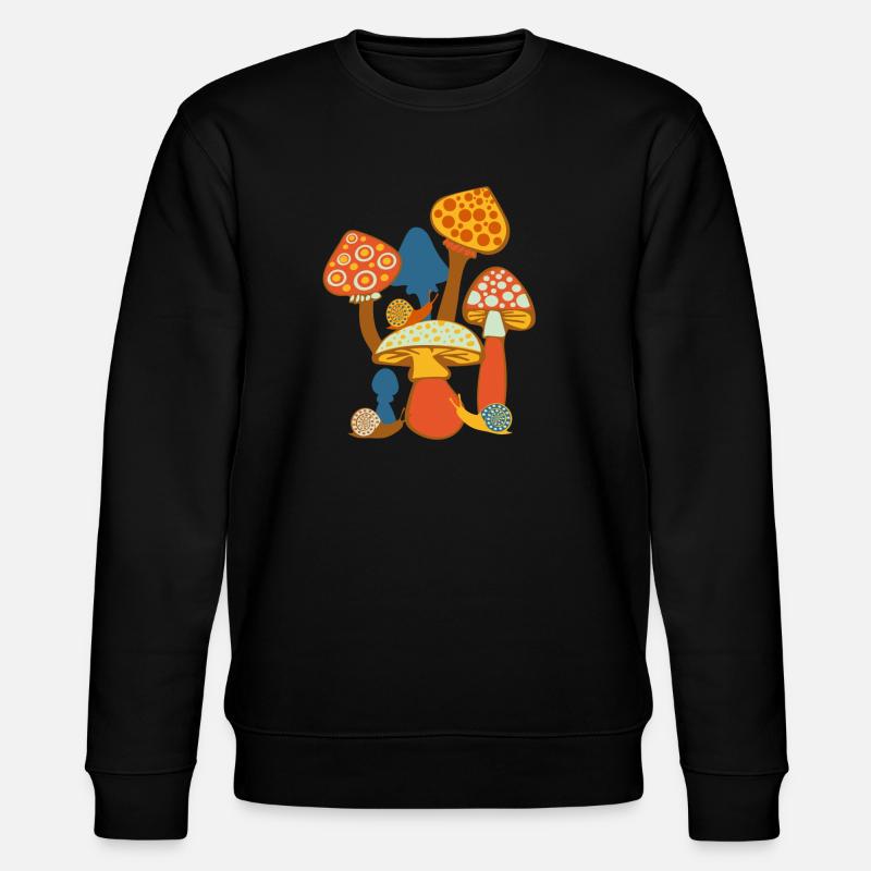 Süßes Pilzbild mit Schnecken - Stanley/Stella Unisex Bio-Sweatshirt CHANGER  - Schwarz