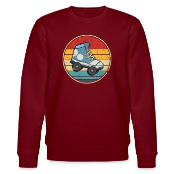Retro Sonnenuntergang Rollschuh Kreis - Stanley/Stella Unisex Bio-Sweatshirt CHANGER  - Burgunderrot - Vorne - Nik (191cm) & Marisol (170cm)
