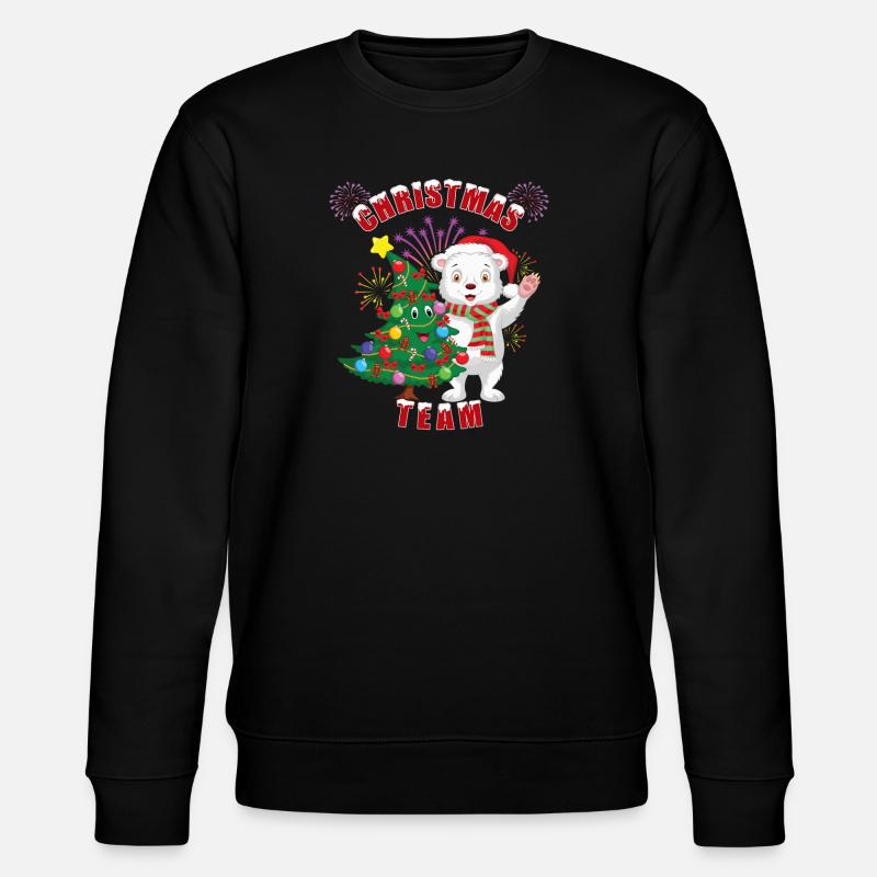 Weihnachtliches Eisbärchen mit Weihnachtsbaum - Stanley/Stella Unisex Bio-Sweatshirt CHANGER  - Schwarz