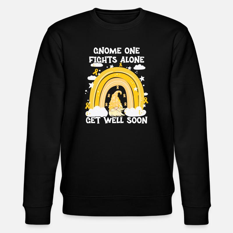 Gnome One Fights Alone Sarkomkrebs - Stanley/Stella Unisex Bio-Sweatshirt CHANGER  - Schwarz
