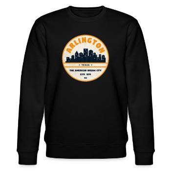 Arlington Skyline Retro Abzeichen - Stanley/Stella Unisex Bio-Sweatshirt CHANGER  - Schwarz - Vorne - Nik (191cm) & Marisol (170cm)