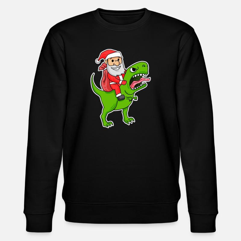 Weihnachtsmann Dinosaurier - Stanley/Stella Unisex Bio-Sweatshirt CHANGER - Schwarz