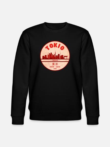 Retro Tokyo Skyline Badge - Stanley/Stella CHANGER Unisex Organic Sweatshirt - black