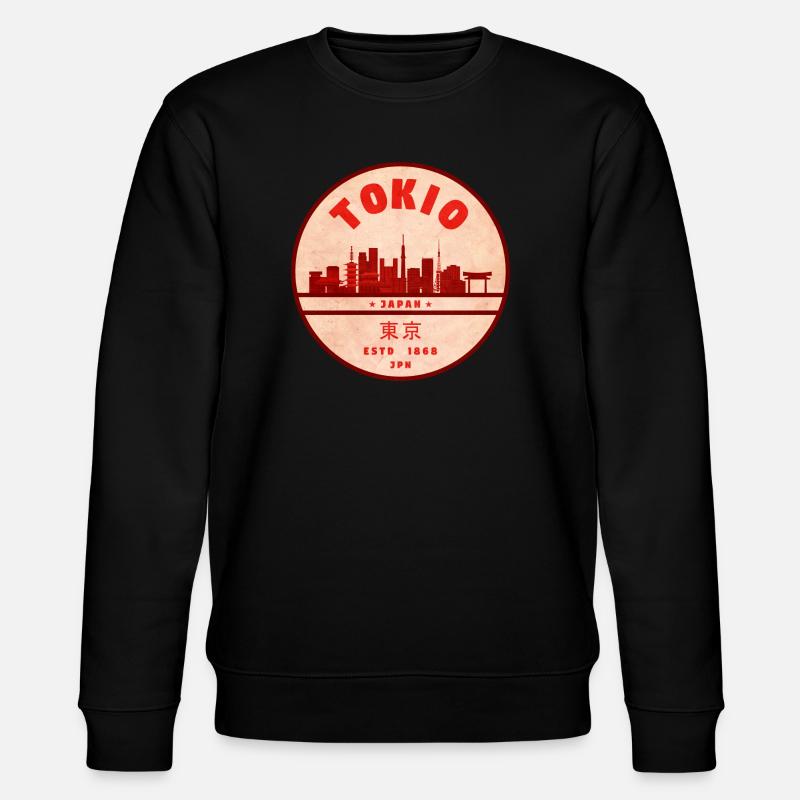 Retro Tokio Skyline Abzeichen - Stanley/Stella Unisex Bio-Sweatshirt CHANGER  - Schwarz
