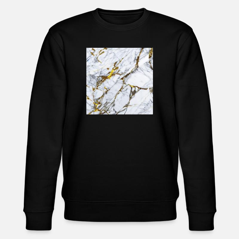 Marble White Gold Texture - Stanley/Stella CHANGER Unisex Organic Sweatshirt - black