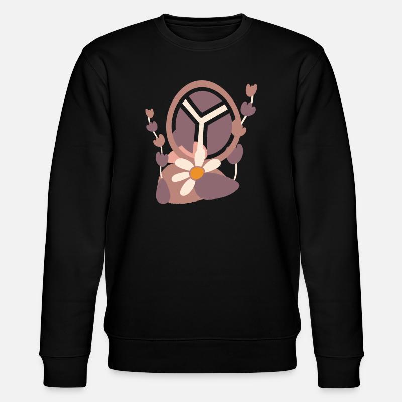 Signe de paix avec fleur - Sweat bio CHANGER Stanley/Stella Unisexe - noir