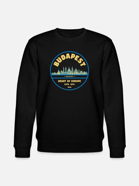 Budapest Skyline Emblem Heart of Europe - Stanley/Stella CHANGER Unisex Organic Sweatshirt - black