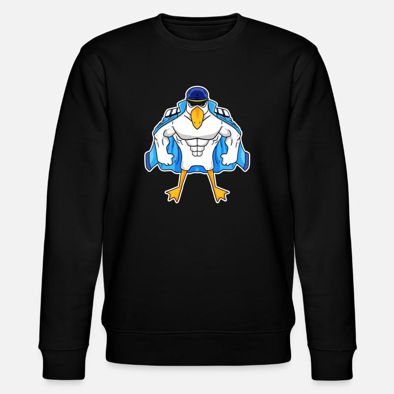 Muscular Seagull Seagull Gift - Stanley/Stella CHANGER Unisex Organic Sweatshirt - black