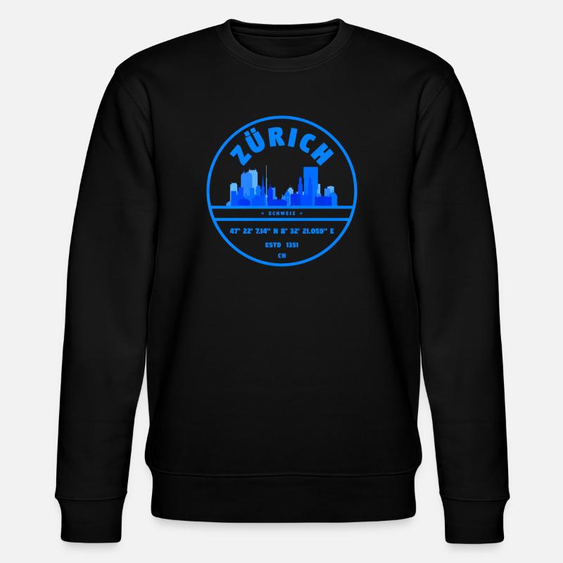 Zürich Skyline Blau Siegel - Stanley/Stella Unisex Bio-Sweatshirt CHANGER  - Schwarz