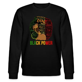 Afro Power Word Cloud Portrait - Stanley/Stella CHANGER Unisex Organic Sweatshirt - black - Front - Nik (191cm) & Marisol (170cm)