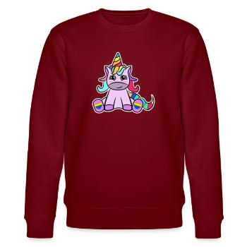 Einhorn Lgbt Rechte Homosexueller Sexualität - Stanley/Stella Unisex Bio-Sweatshirt CHANGER  - Burgunderrot - Vorne - Nik (191cm) & Marisol (170cm)