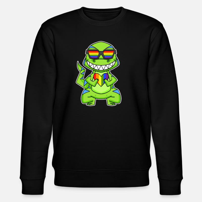 LGBT Tier Dinosaurier Regenbogen Herz - Stanley/Stella Unisex Bio-Sweatshirt CHANGER  - Schwarz