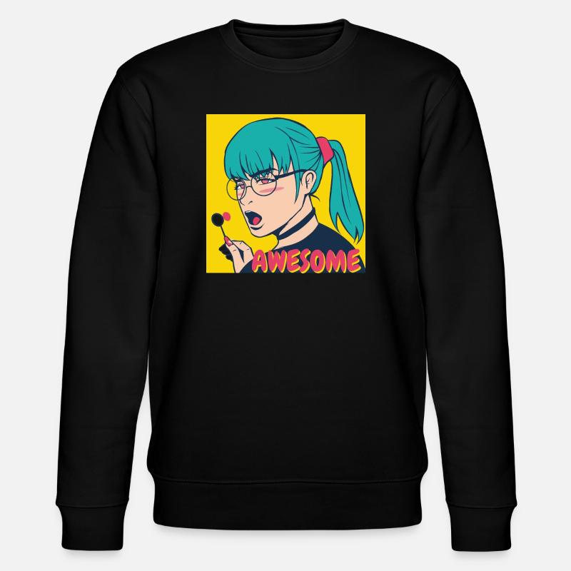 Teal Haar Pop-Art Heldin - Stanley/Stella Unisex Bio-Sweatshirt CHANGER  - Schwarz