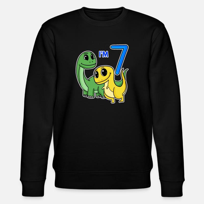 7ème anniversaire garçon Dino Motif - Sweat bio CHANGER Stanley/Stella Unisexe - noir