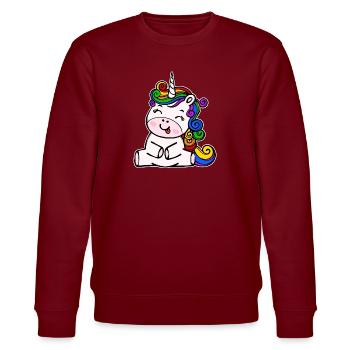 Homosexuell Menschenrechte Einhorn Lgbt Toleranz - Stanley/Stella Unisex Bio-Sweatshirt CHANGER  - Burgunderrot - Vorne - Nik (191cm) & Marisol (170cm)