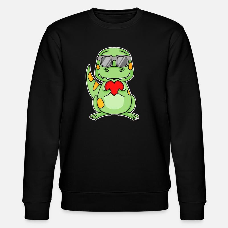 Dinosaurs with Heart - Love Romantic - Stanley/Stella CHANGER Unisex Organic Sweatshirt - black