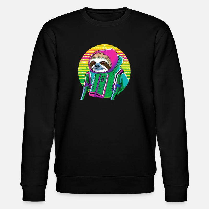 Cyber Punk Sloth - Ukiyo-e Stil. - Stanley/Stella Unisex Bio-Sweatshirt CHANGER  - Schwarz