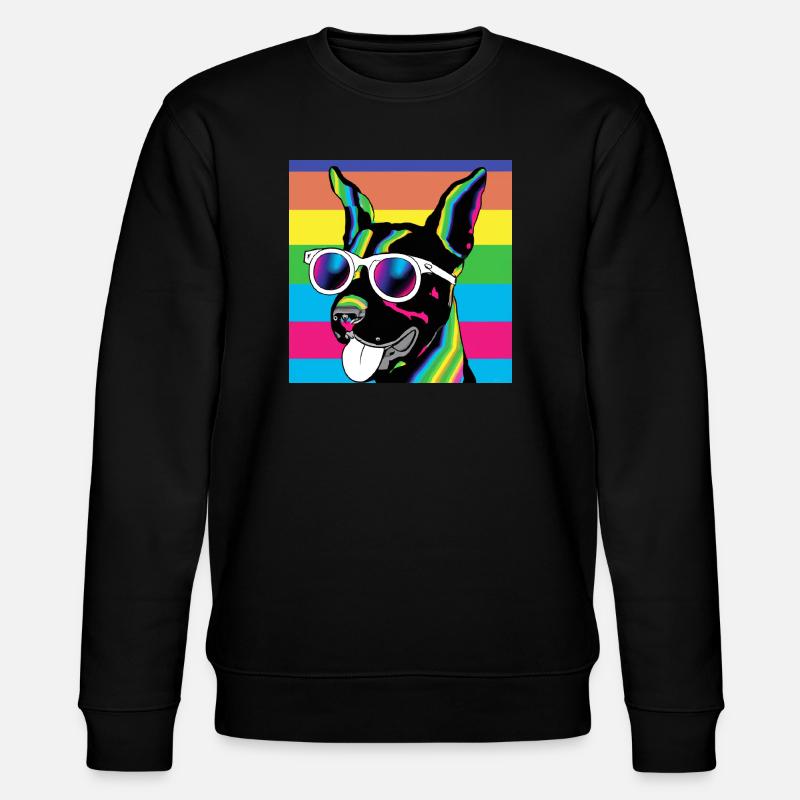 Psychedelische Welpen-Regenbogenbrille - Stanley/Stella Unisex Bio-Sweatshirt CHANGER  - Schwarz