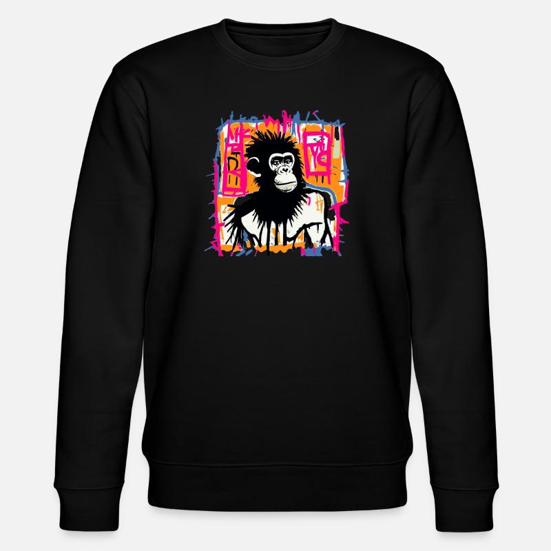 Schimpansen-Straßenkunst – Bunte Affengraffiti - Stanley/Stella Unisex Bio-Sweatshirt CHANGER  - Schwarz
