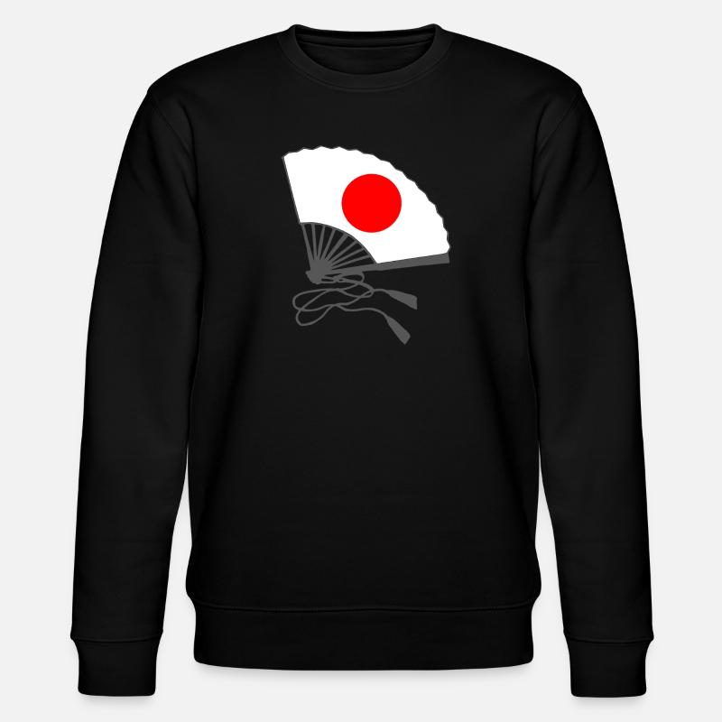 japanflaggen muster, japanischer fächer - Stanley/Stella Unisex Bio-Sweatshirt CHANGER - Schwarz