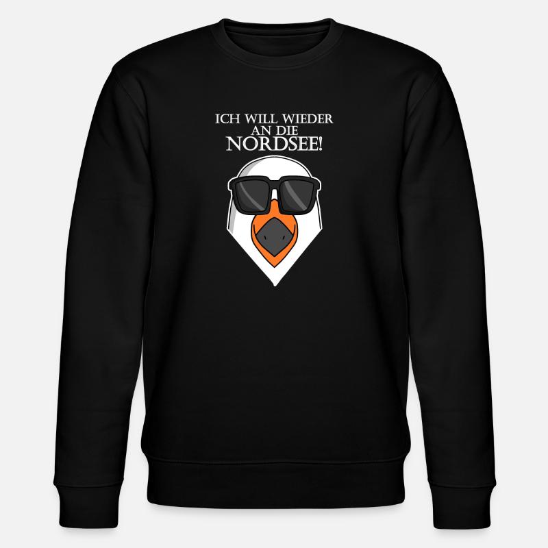 Nordsee Plattdeutsch Spruch Moin Möwe - Stanley/Stella Unisex Bio-Sweatshirt CHANGER - Schwarz