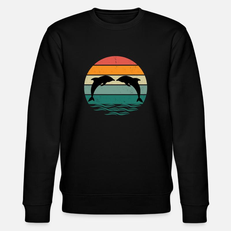 Silhouette dolphins - Retro Sunset Dolphin - Stanley/Stella Unisex Bio-Sweatshirt CHANGER  - Schwarz