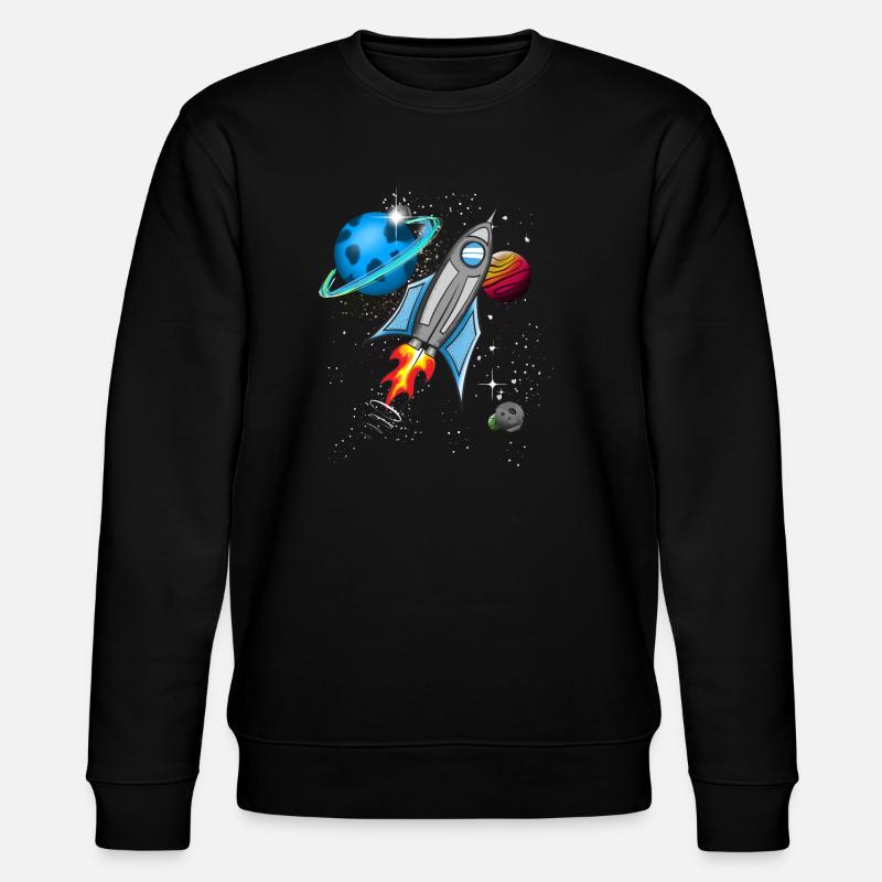 Rakete im Weltall - Stanley/Stella Unisex Bio-Sweatshirt CHANGER  - Schwarz