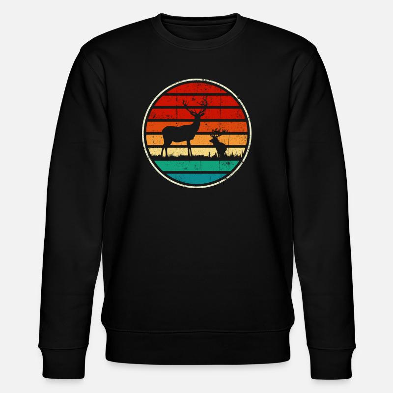 Retrowave-Sonnenuntergangs-Hirschkreis - Stanley/Stella Unisex Bio-Sweatshirt CHANGER  - Schwarz