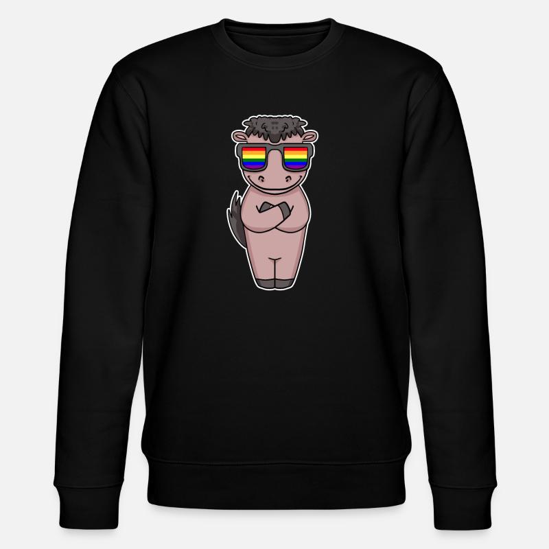 Gay Regenbogen - Pferd mit Brille - Stanley/Stella Unisex Bio-Sweatshirt CHANGER  - Schwarz