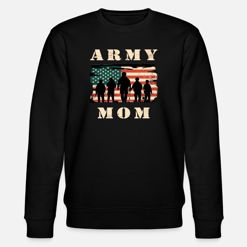 Armee Mutter mit USA Flagge - Stanley/Stella Unisex Bio-Sweatshirt CHANGER  - Schwarz