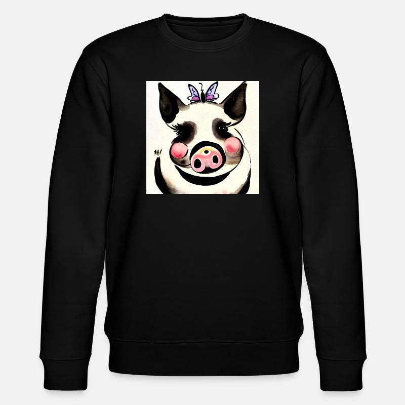 Cochon ludique avec papillon - Sweat bio CHANGER Stanley/Stella Unisexe - noir