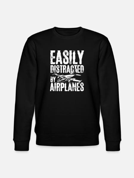 Easily distracted by airplanes - Stanley/Stella Unisex Bio-Sweatshirt CHANGER  - Schwarz