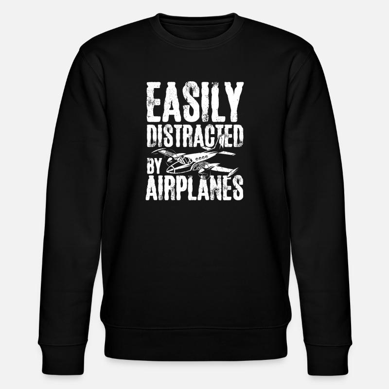 Easily distracted by airplanes - Stanley/Stella Unisex Bio-Sweatshirt CHANGER - Schwarz